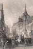 The Canongate, Edinburgh, during the procession King George IV, 1822. ALLOM 1838
