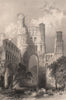 Kelso Abbey. Roxburghshire. Scotland. ALLOM 1838 old antique print picture