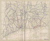 Connecticut State Highways. POATES 1925 old vintage map plan chart