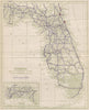 Florida State Highways. POATES 1925 old vintage map plan chart