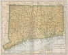 Connecticut state map showing railroads. POATES 1925 old vintage chart