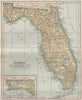 Florida state map showing railroads. POATES 1925 old vintage plan chart