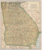 Georgia state map showing railroads. POATES 1925 old vintage plan chart