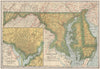 Maryland, Delaware & Washington DC state map showing railroads. POATES 1925
