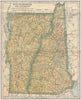 New Hampshire and Vermont state map showing railroads. POATES 1925 old
