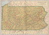 Pennsylvania state map showing railroads. POATES 1925 old vintage chart