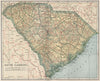 South Carolina state map showing railroads. POATES 1925 old vintage chart