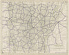 Arkansas State Highways. POATES 1925 old vintage map plan chart