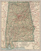 Alabama state map showing railroads. POATES 1925 old vintage plan chart
