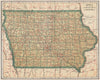 Iowa state map showing railroads. POATES 1925 old vintage plan chart