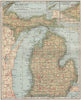 Michigan state map showing railroads. POATES 1925 old vintage plan chart