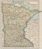 Minnesota state map showing railroads. POATES 1925 old vintage plan chart