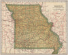 Missouri state map showing railroads. POATES 1925 old vintage plan chart