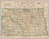 North Dakota state map showing railroads. POATES 1925 old vintage chart