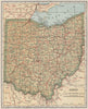 Ohio state map showing railroads. POATES 1925 old vintage plan chart