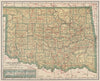 Oklahoma state map showing railroads. POATES 1925 old vintage plan chart