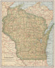 Wisconsin state map showing railroads. POATES 1925 old vintage plan chart
