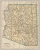 Arizona state map showing railroads. POATES 1925 old vintage plan chart