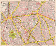 LONDON WC1 EC1 N1 Pentonville Bloomsbury Finsbury Islington. BACON 1959 map