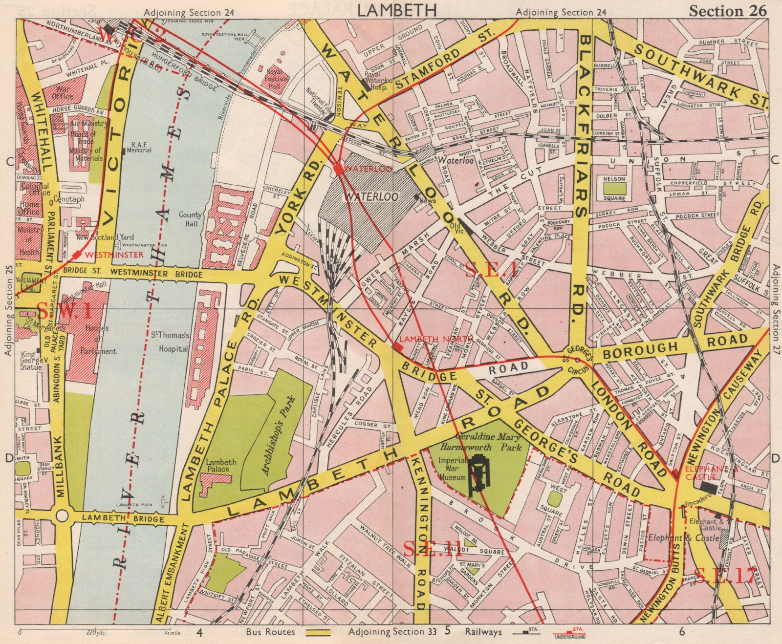 LONDON SE1 SE11 SW1 Lambeth Waterlook Elephant & Castle Whitehall.BACON ...