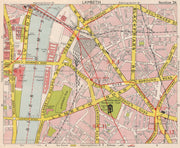 LONDON SE1 SE11 SW1 Lambeth Waterlook Elephant & Castle Whitehall.BACON 1959 map