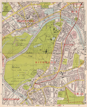 SW LONDON. Brentford Kew gardens Richmond Sheen Chiswick. BACON 1959 old map