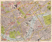 SW LONDON. Fulham Chelsea Battersea Walham/Parson's Green. BACON 1959 old map