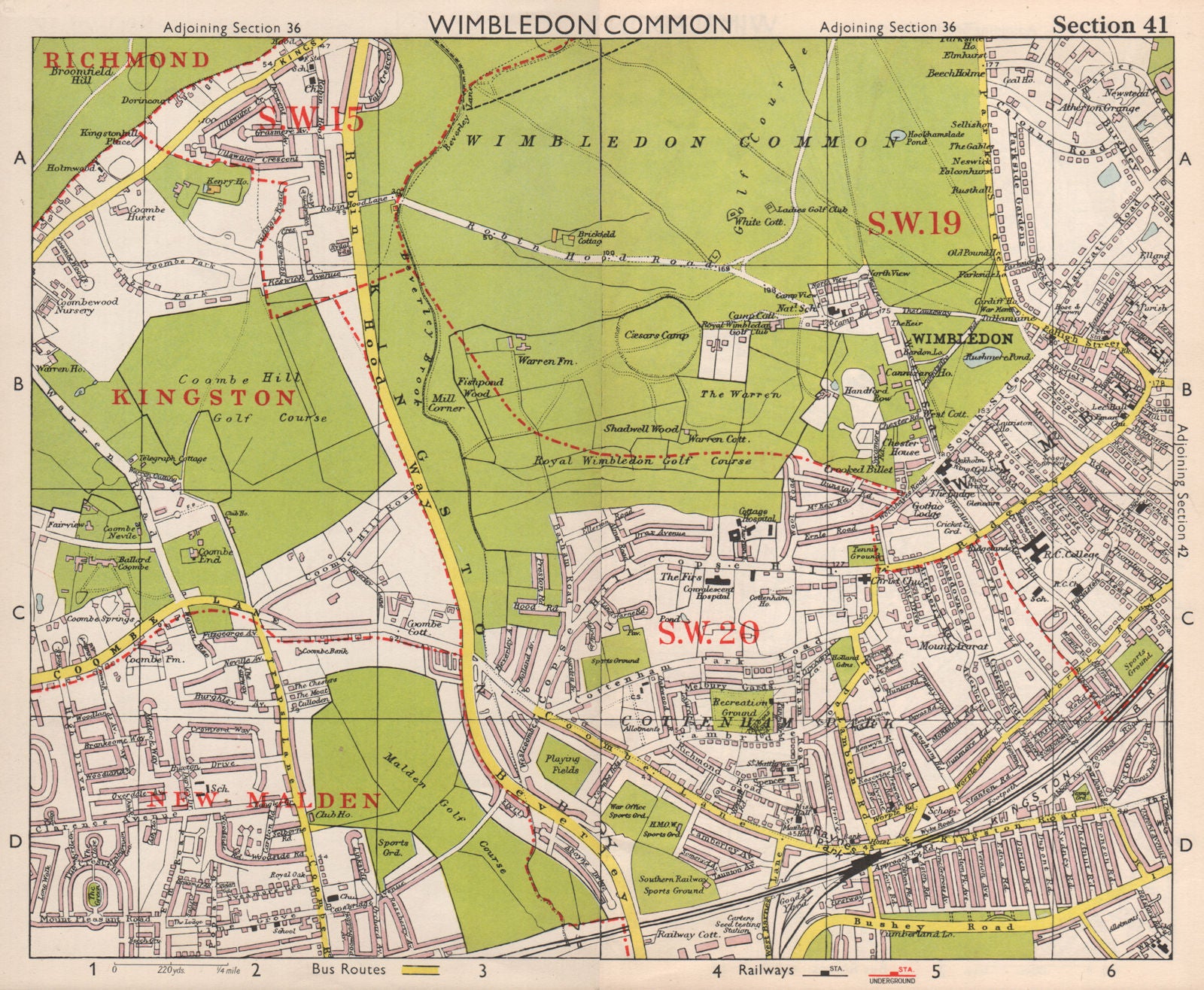 SW LONDON. Wimbledon Common Cottenham Park Malden Coombe Hill. BACON ...