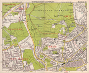 SW LONDON. Wimbledon Common Cottenham Park Malden Coombe Hill. BACON 1959 map