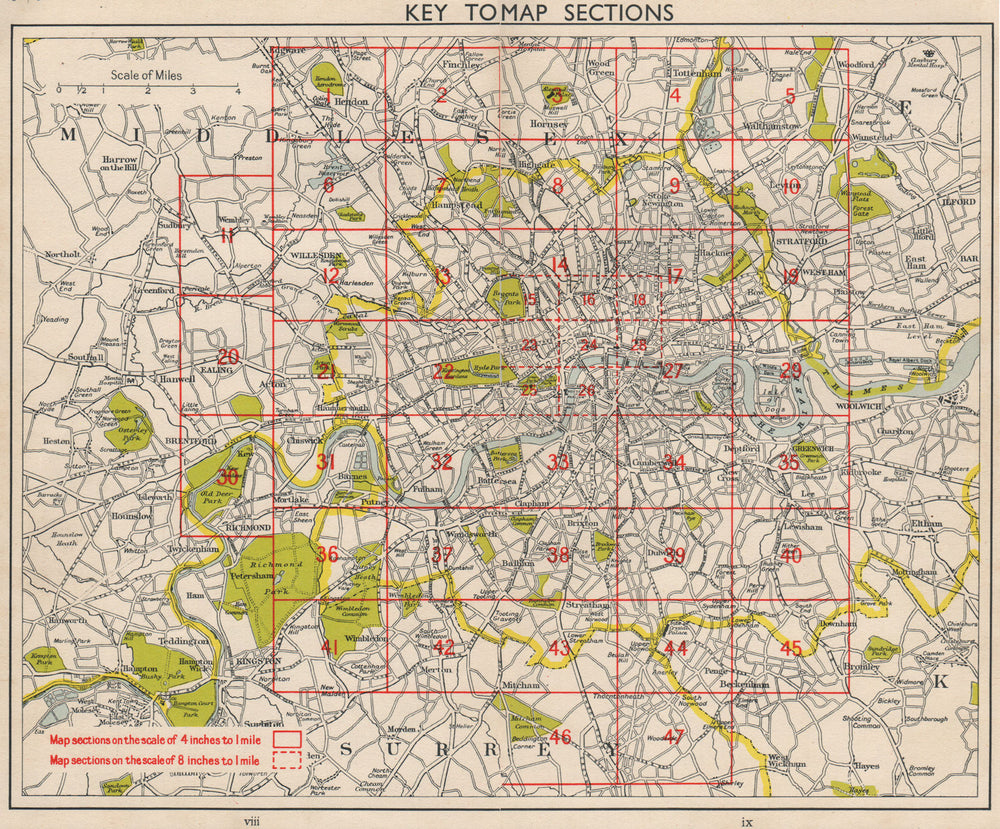 LONDON. Index map. Roads. BACON 1963 old vintage plan chart