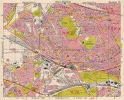 NW LONDON Willesden Harlesden Kensal Green Brentfield Park Royal.BACON 1963 map