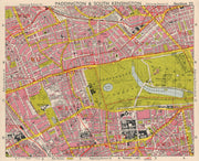 W LONDON. Paddington South Kensington Bayswater Notting Hill. BACON 1963 map