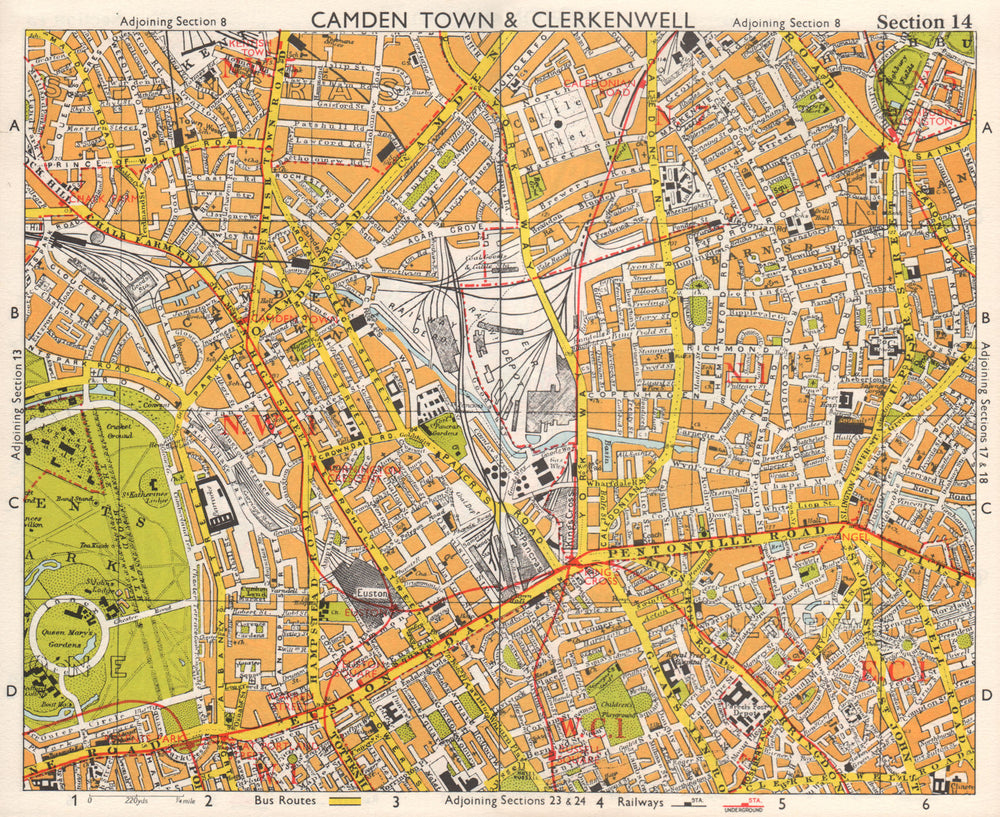 N LONDON. Camden/Kentish Town Clerkenwell Bloomsbury Islington. BACON 1968 map
