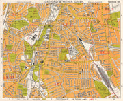 SE LONDON. Catford Hither/Rushey/Lee Green Lewisham Ladywell. BACON 1968 map