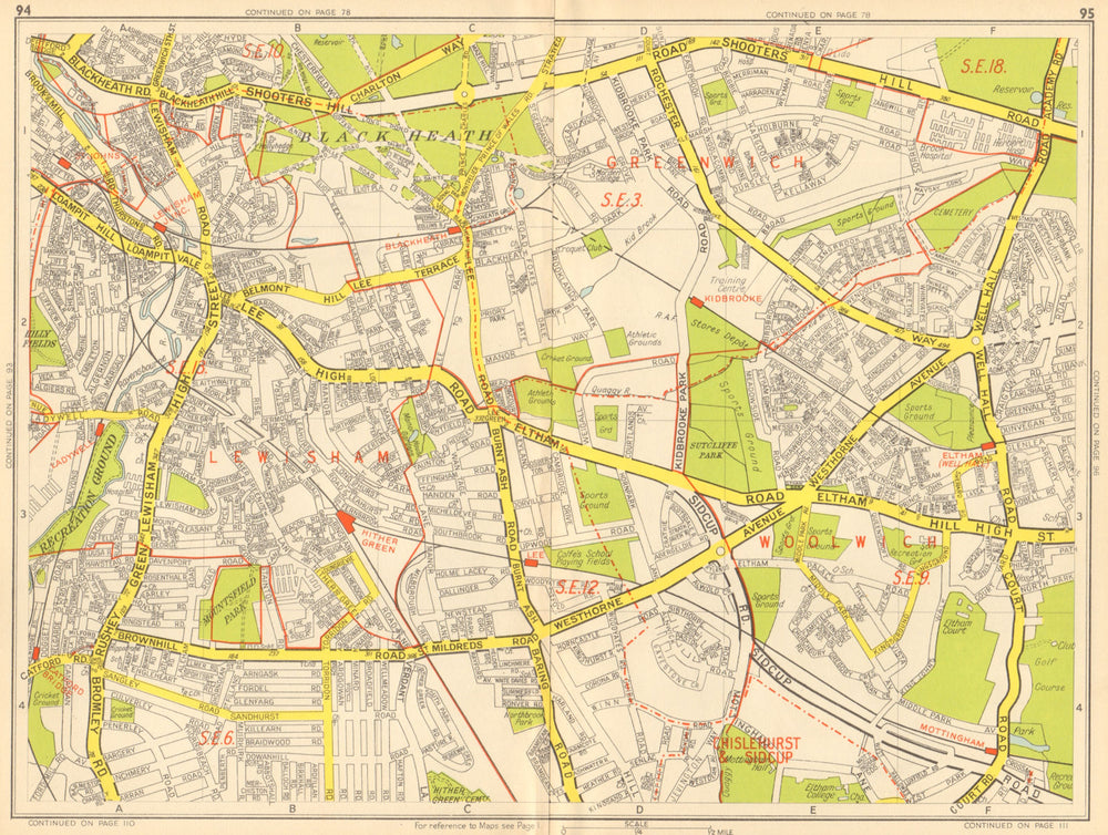 LEWISHAM Catford Eltham Blackheath Kidbrooke Ladywell. GEOGRAPHERS' A-Z 1948 map