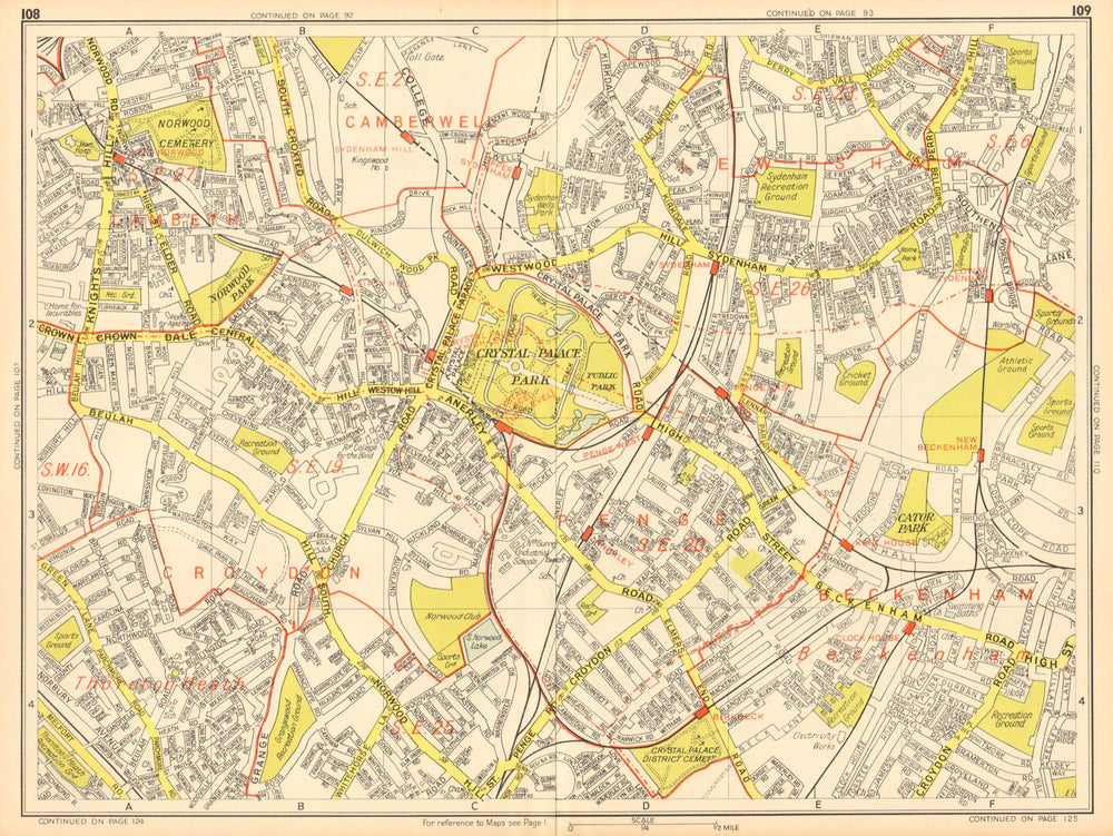PENGE SE19 SE20 SE26 Norwood Sydenham Anerley. GEOGRAPHERS' A-Z 1948 old map