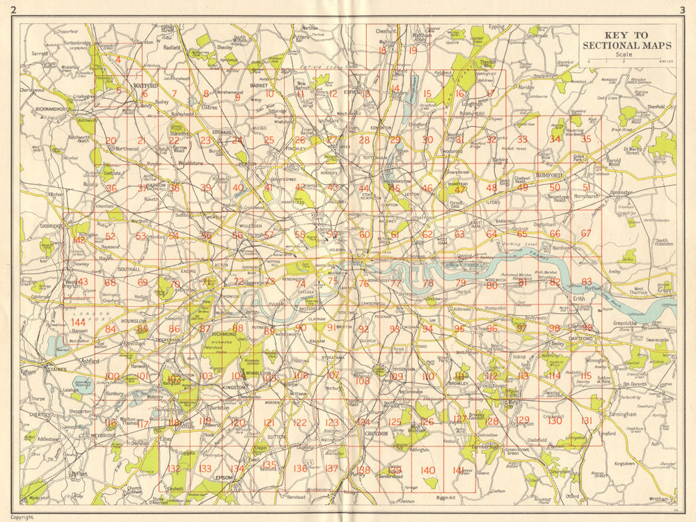 LONDON. Index map. GEOGRAPHERS' A-Z 1959 old vintage plan chart
