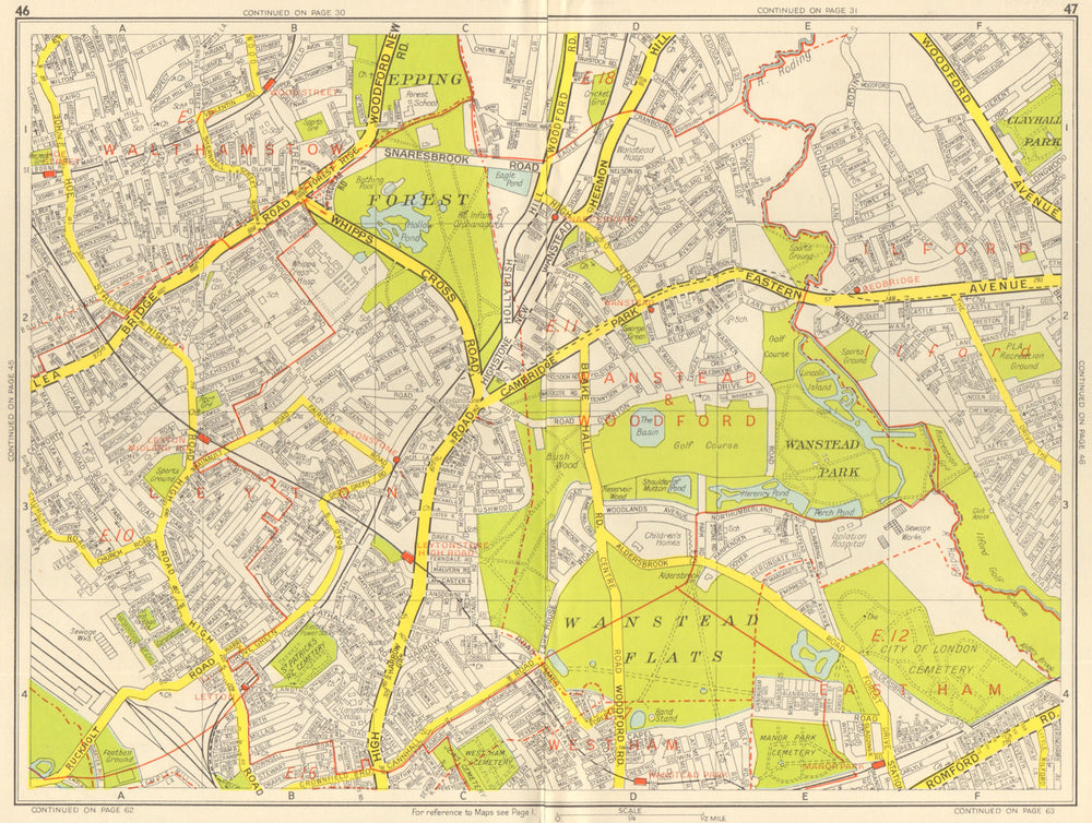 LONDON E Walthamstow Leytonstone Wanstead Snaresbrook. GEOGRAPHERS' A-Z 1959 map