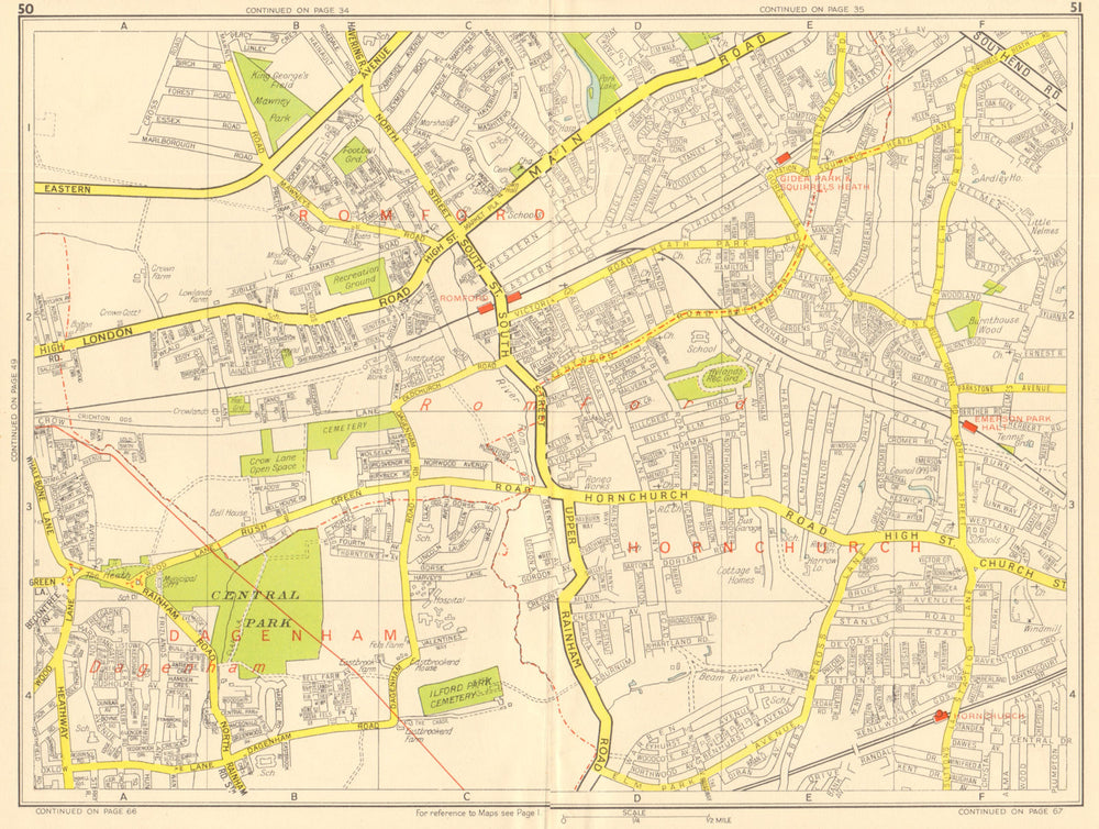 ROMFORD Hornchurch Dagenham Emerson Park Gidea Park. GEOGRAPHERS' A-Z 1959 map