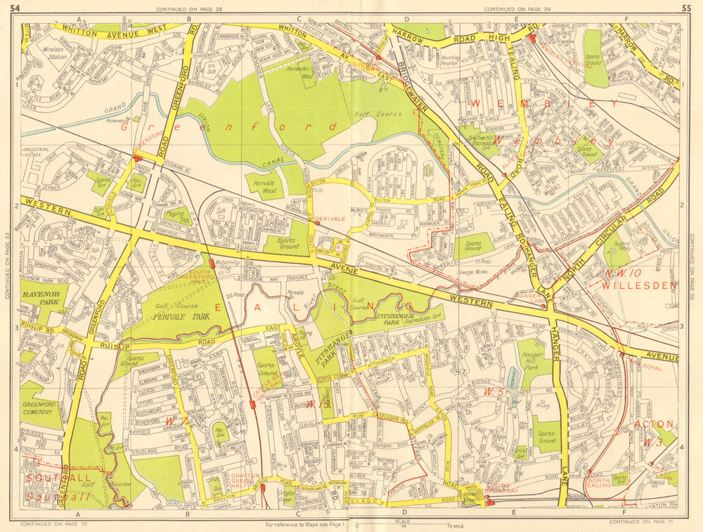 EALING Wembley Greenford Perivale Sudbury Castle Bar. GEOGRAPHERS' A-Z 1959 map