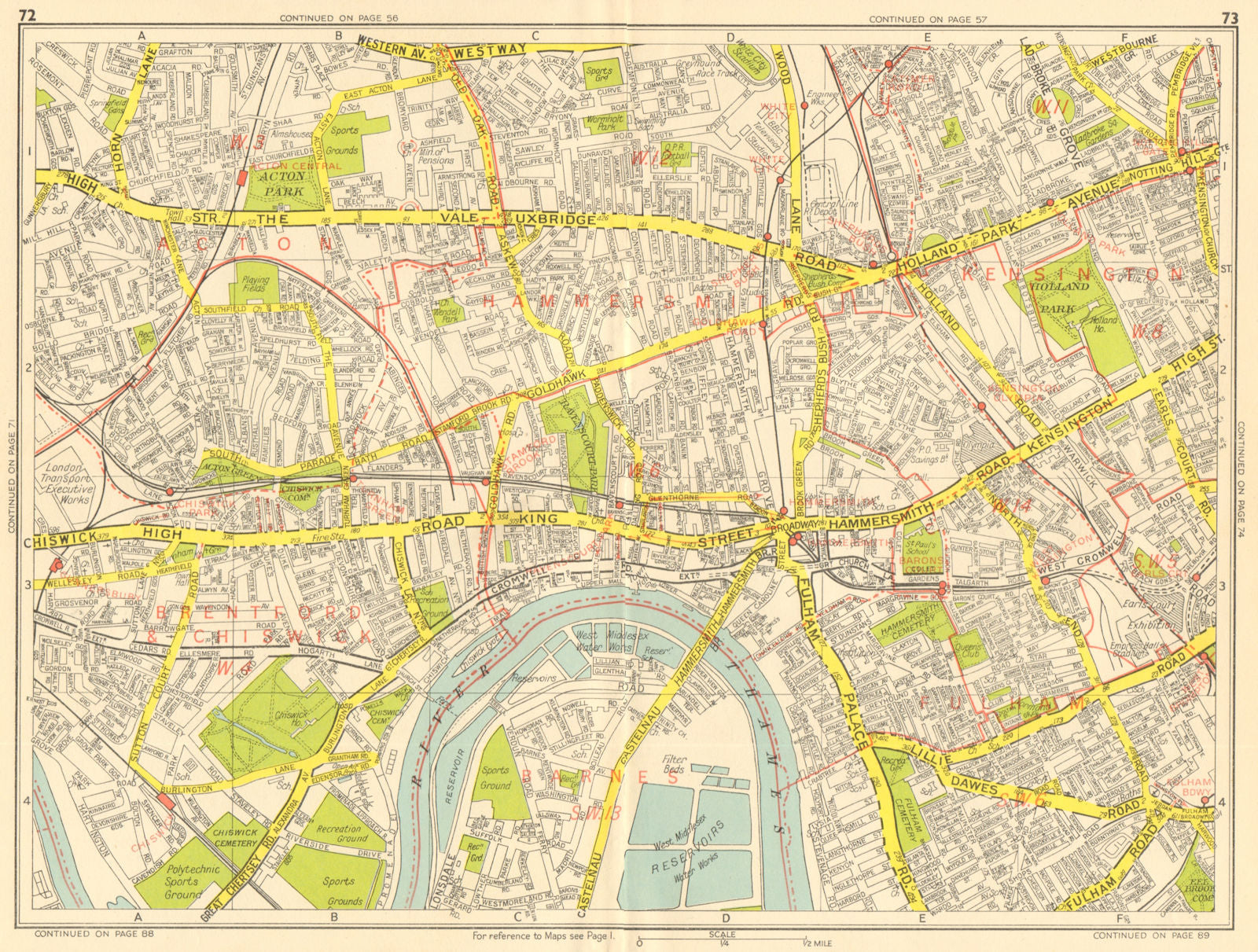 HAMMERSMITH Chiswick Acton Shepherds Bush Fulham. GEOGRAPHERS' A-Z 1959 ...