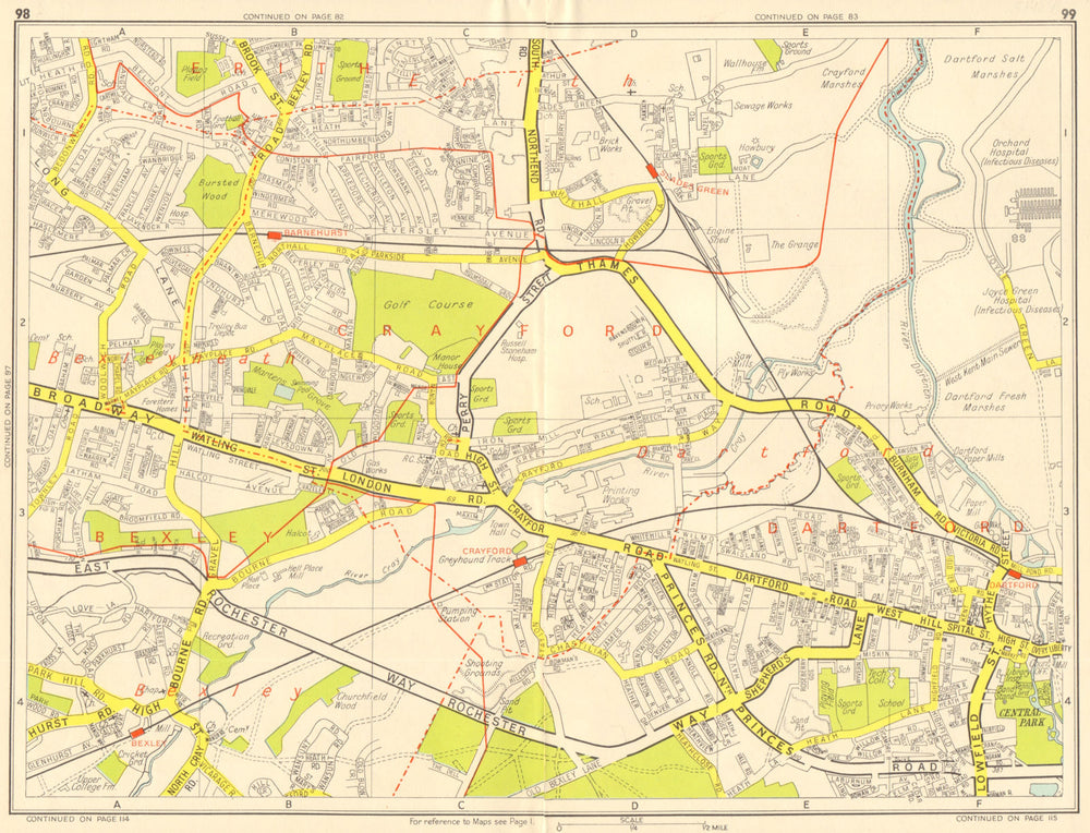 DARTFORD Crayford Bexleyheath Erith Slade Green. GEOGRAPHERS' A-Z 1959 old map