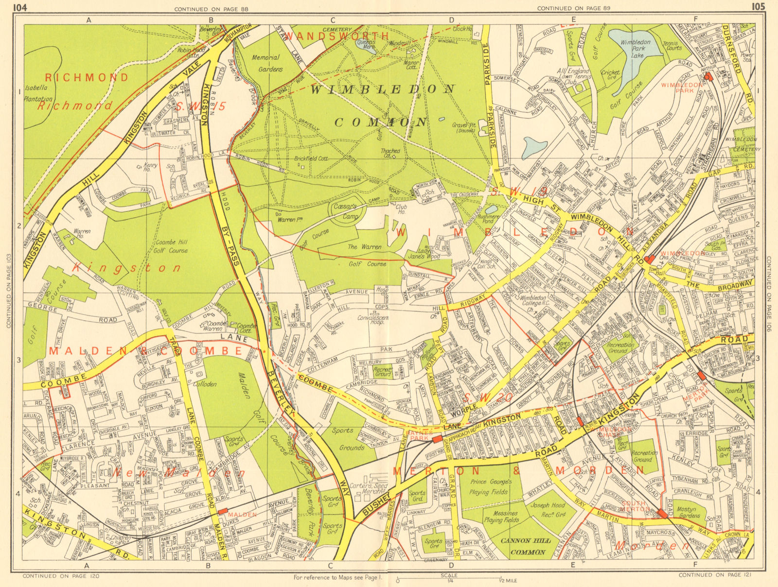 LONDON SW19 SW20 Wimbledon New Malden Kingston Merton. GEOGRAPHERS' A-Z ...