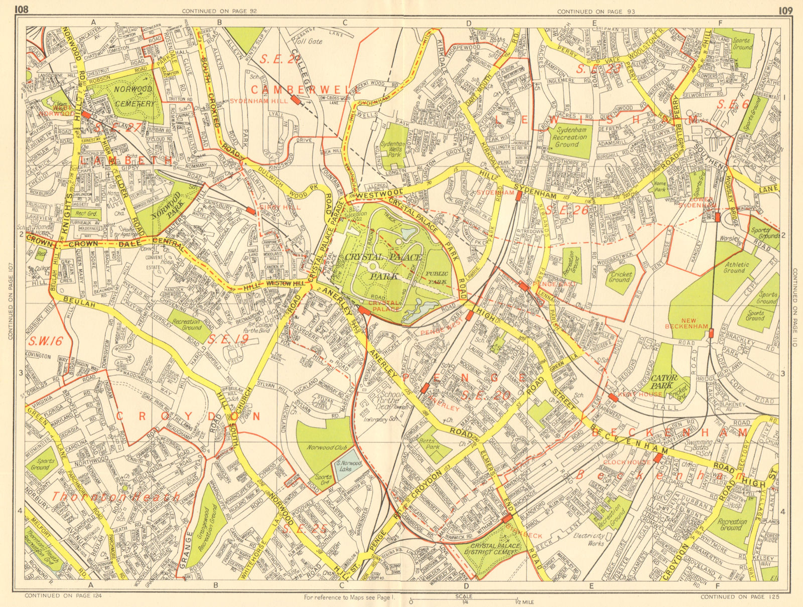 PENGE SE19 SE20 SE26 Norwood Sydenham Anerley. GEOGRAPHERS' A-Z 1959 ...