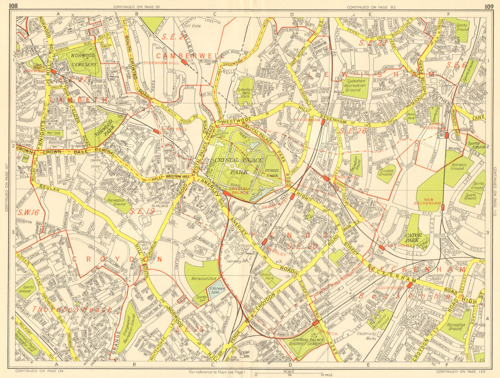 PENGE SE19 SE20 SE26 Norwood Sydenham Anerley. GEOGRAPHERS' A-Z 1959 old map