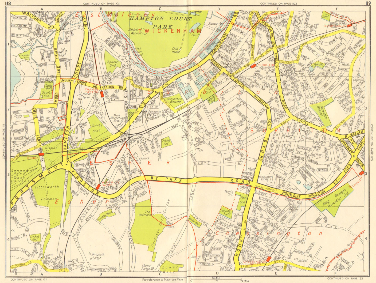 SURBITON Esher Thames Ditton Chessington Tolworth. GEOGRAPHERS' A-Z ...
