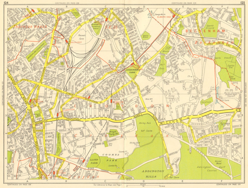 CROYDON Addiscombe Norwood Selhurst Woodside. GEOGRAPHERS' A-Z 1959 old map