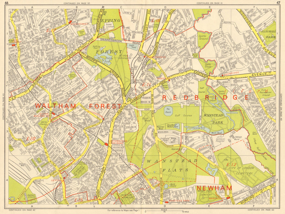 LONDON E Walthamstow Leytonstone Wanstead Snaresbrook. GEOGRAPHERS' A-Z 1964 map