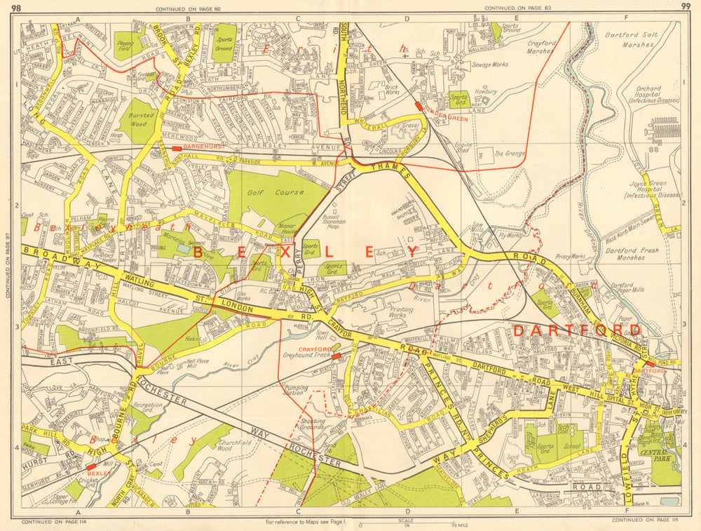 DARTFORD Crayford Bexleyheath Erith Slade Green. GEOGRAPHERS' A-Z 1964 old map
