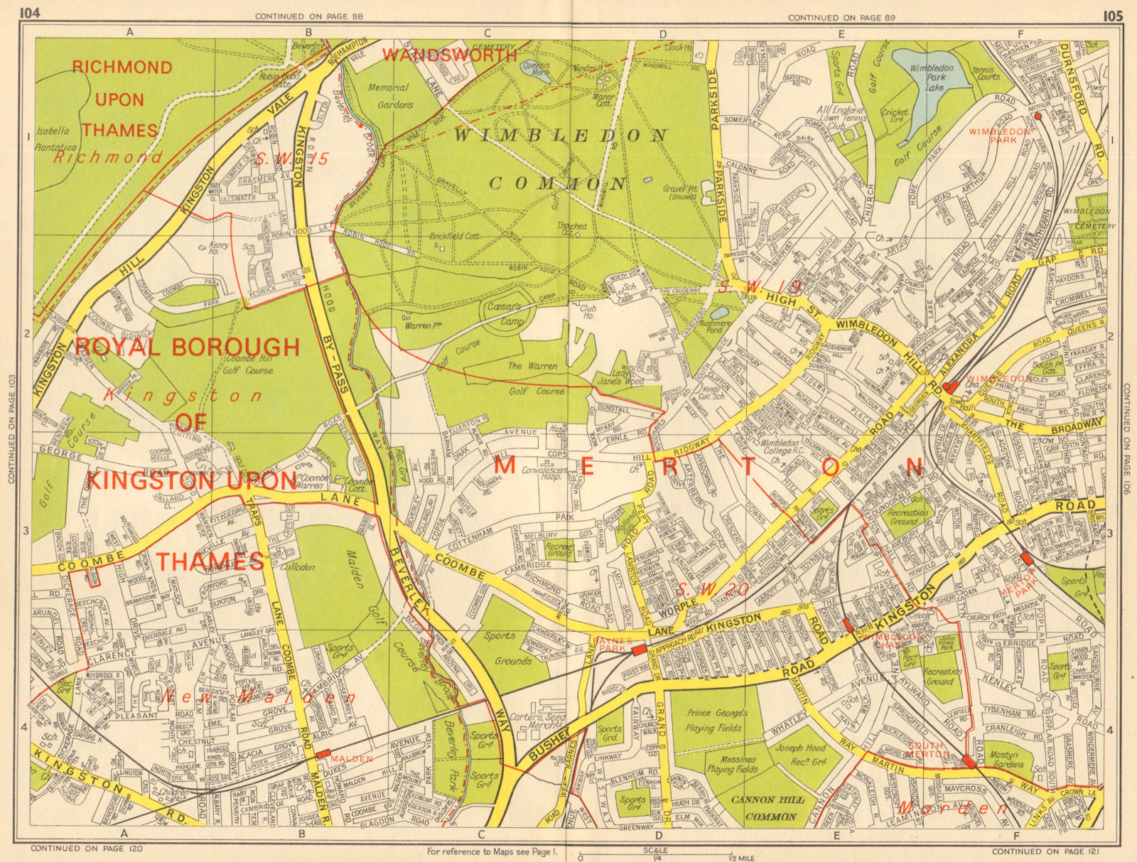 LONDON SW19 SW20 Wimbledon New Malden Kingston Merton. GEOGRAPHERS' A-Z ...